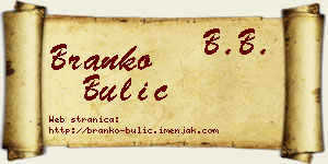 Branko Bulić vizit kartica